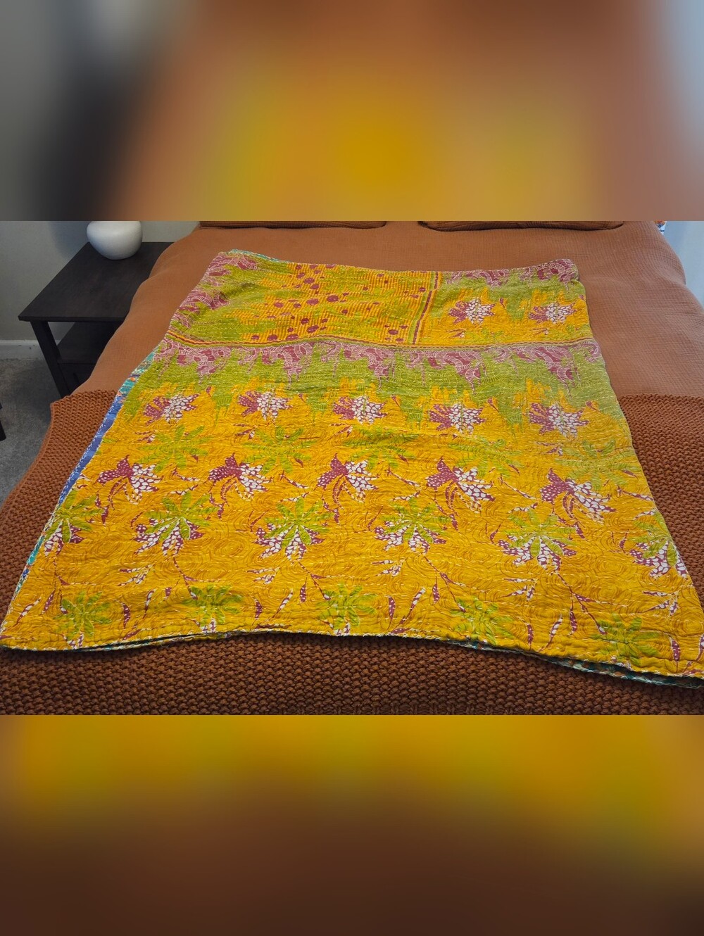 Kantha Cotton Quilt 85x55" - Picture 4 of 6